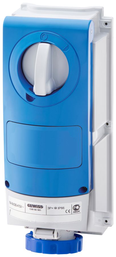 Presa CEE AP Gewiss IB 4P 32A 200…250V bl 9h bloccaggio meccanico IP66