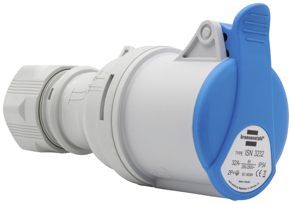 Prise mobile Brennenstuhl CEE 32A 2L+PE 230V 6h bleu Ø74×171mm IP44