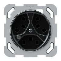 UP-Steckdose origin 3×Typ 23 bel.grün 16A 230V 77×77mm schwarz