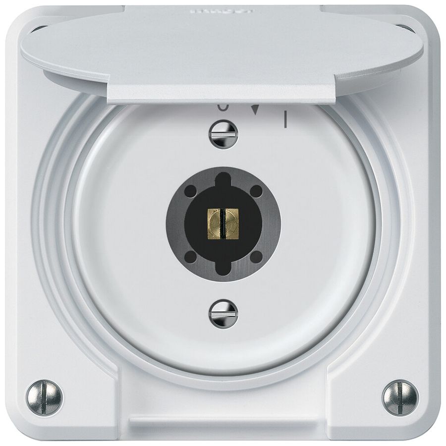 UP-Schlüsselschwenktaster robusto 1P 1NO 20A 250V 86×86mm weiss