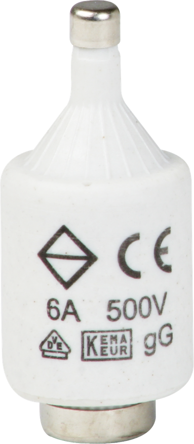 D-Sicherung DTII 6A 500V gG mit Kennmelder
