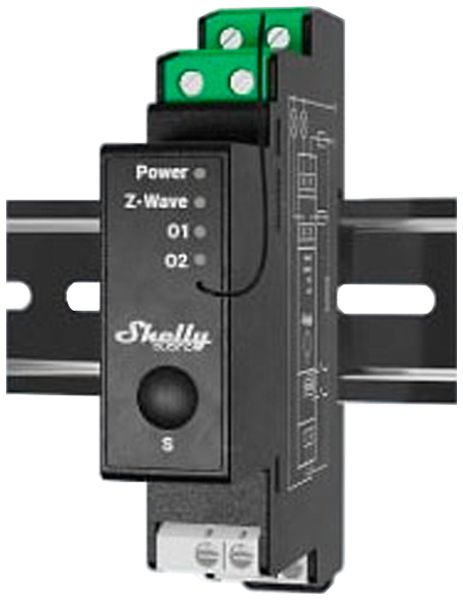 REG-RF-Schaltaktor Shelly Wave Pro 2PM Z-Wave 2-Kan 110…240V 1TE