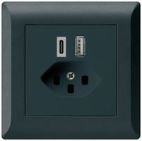 UP-USB-Ladesteckdose kallysto.line 18W PD 1×Typ A 1×Typ C T23 schwarz