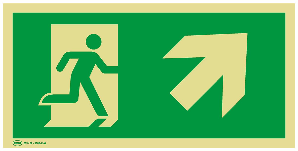 Panneau de signalisation de secours AWAG flèche vers la droite en haut 300mm