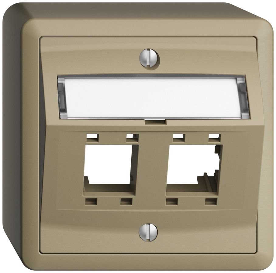 Kit de montage AP EDIZIOdue, avec capot de sortie oblique, pour 2×RJ45, sand