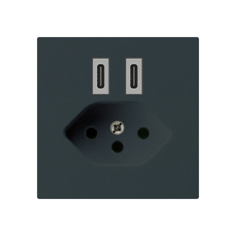 Prise de charge USB Hager kallysto C-C 20W+T13 5V 60×60mm noir