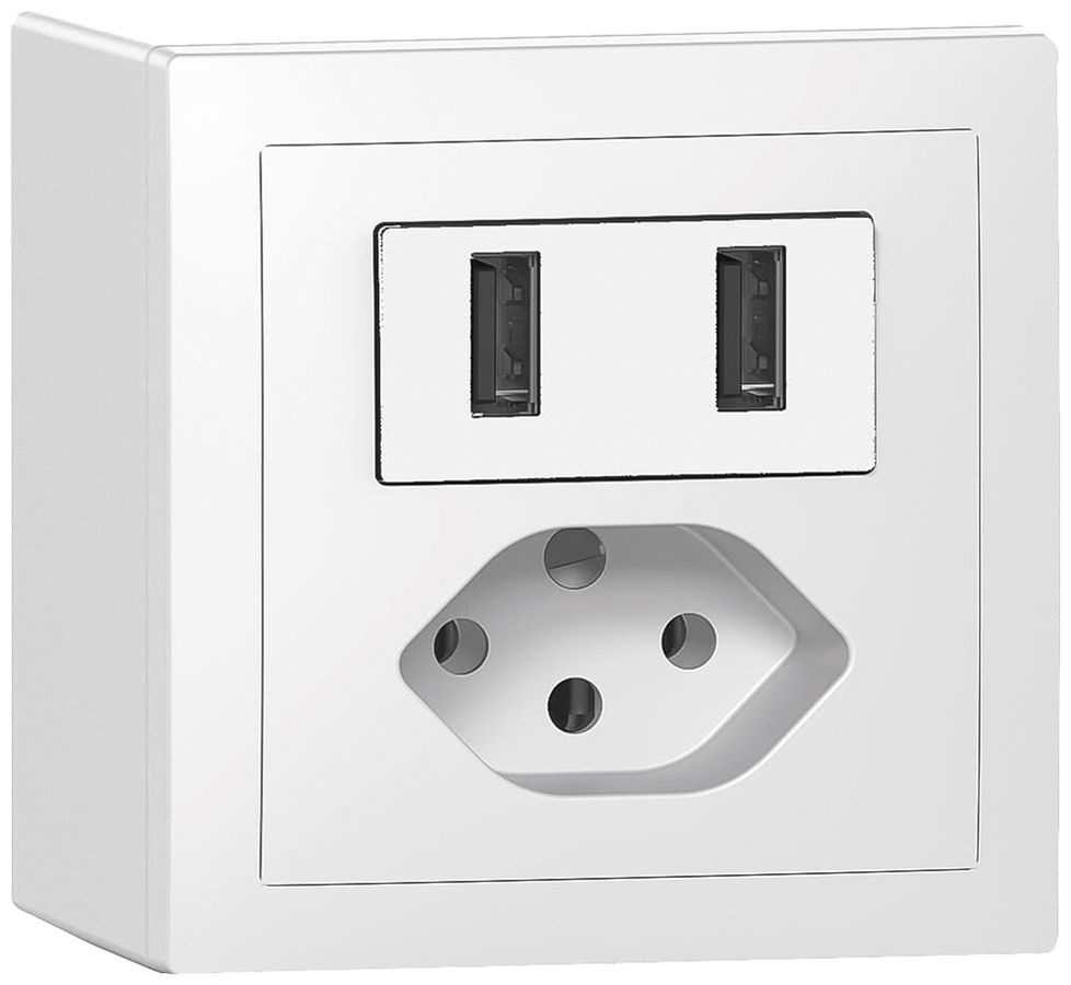 Prise de charge USB+T13 AP SIDUS 240V max.2400mA blanc