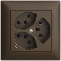 UP-Steckdose 3×T23 Feller EDIZIOdue FMI, 1×getrennt, Steckklemmen, coffee