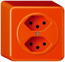 AP-Steckdose basico 2×Typ 13 orange H=54mm