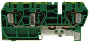 Morsetto di terra componibile Woertz 1.5…4mm² molla 3×1 DIN 35mm verde/giallo
