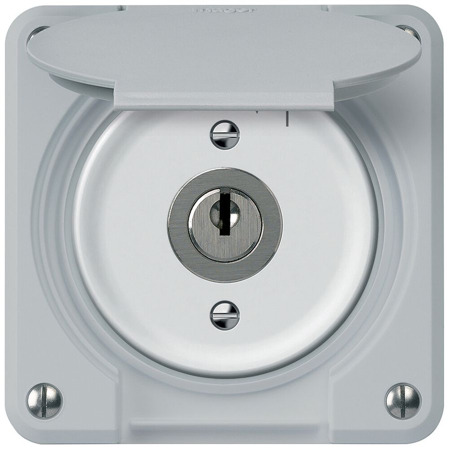 UP-Schlüsselschwenktaster robusto 2P 2NO 20A 250V 86×86mm grau