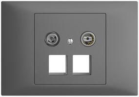 EB-Multimediadose 11dB Edue BKE, Enddose/Durchgangsdose, f.2×RJ45 Keystone dgu