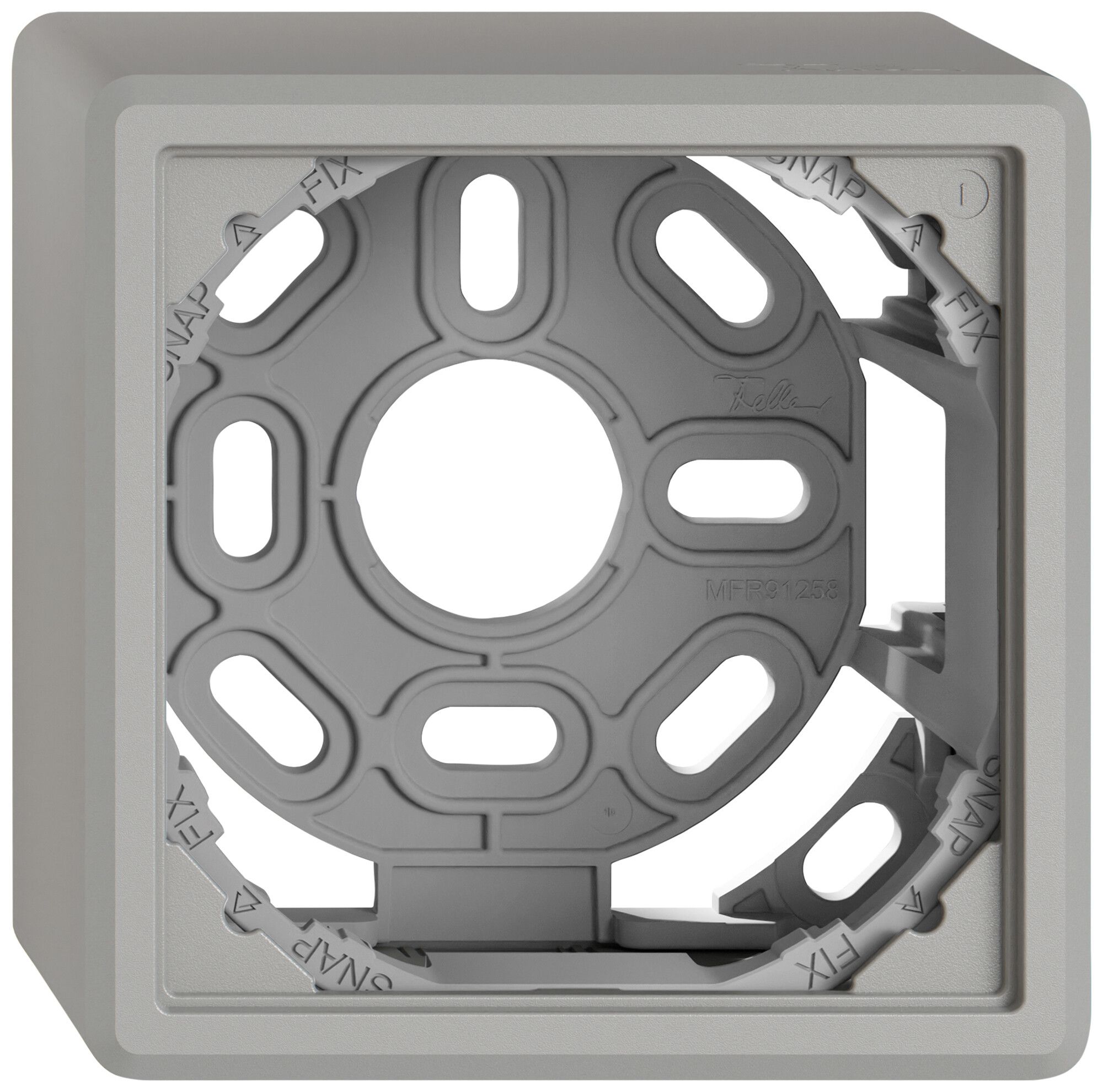 AP-Kappe EDIZIO.liv SNAPFIX® mit Befestigungsbügel für 1 Apparat hellgrau