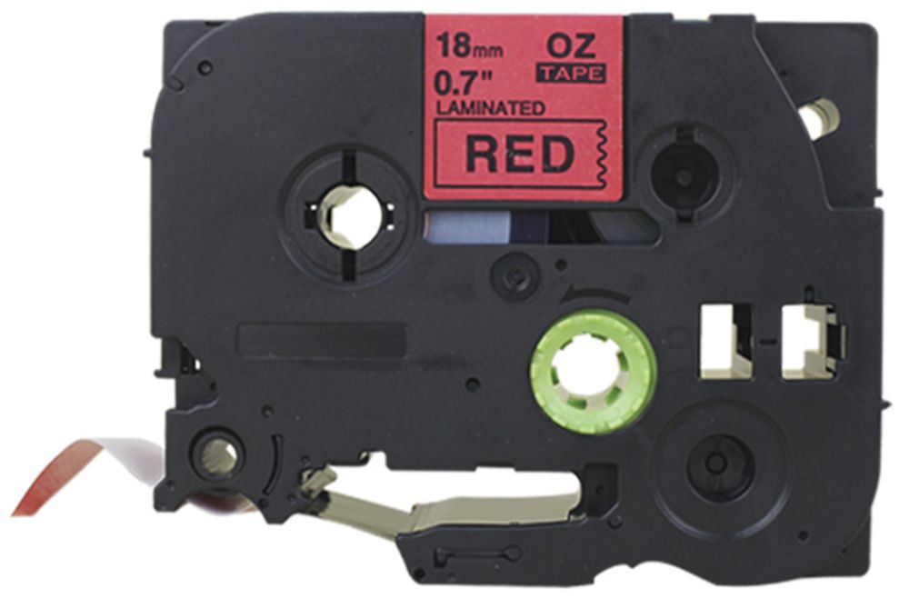 Cassette ruban compatible avec OZE-441, 18mm×8m, rouge/noir