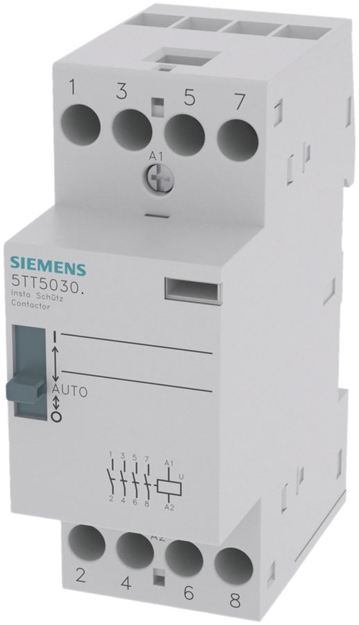 Leistungsschütz Siemens SENTRON INSTA 5TT5 230VAC, 2S 25A, 0/1/auto