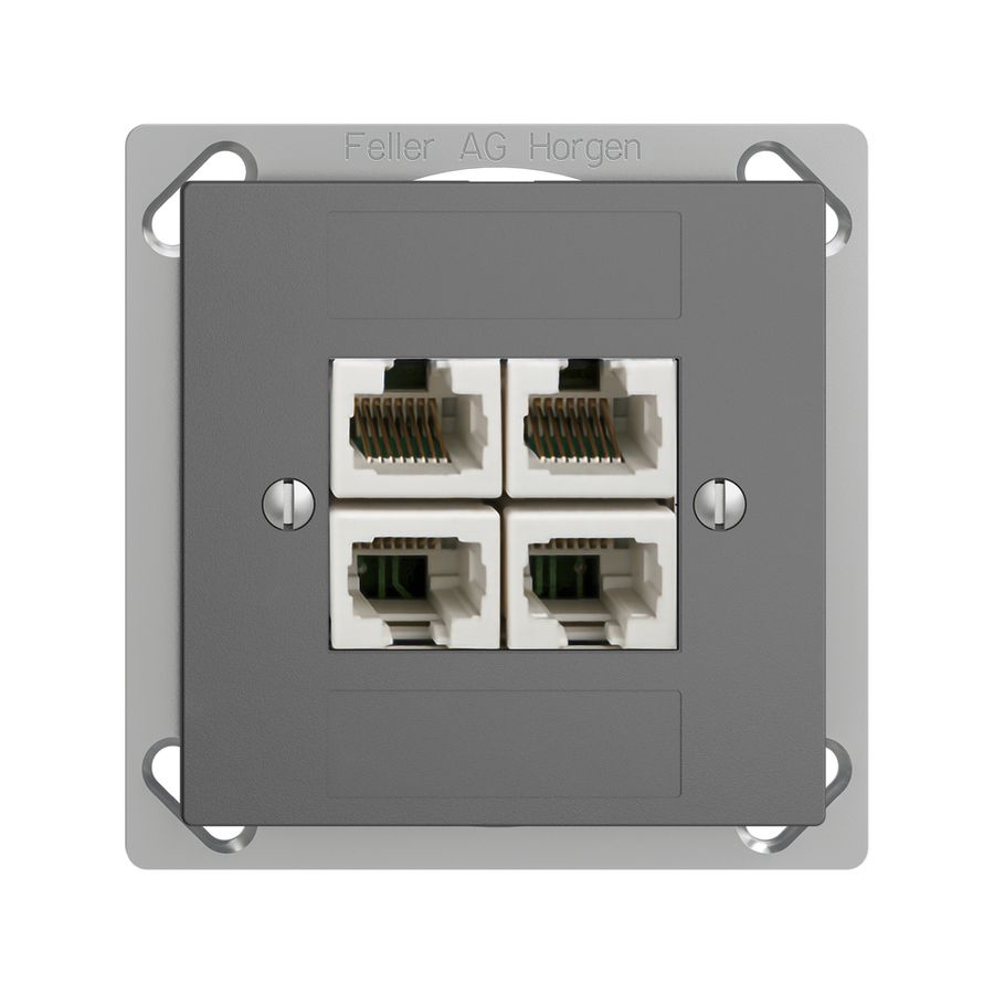 EB-Dose 4×RJ45/u 4P getr. EDIZIOdue dunkelgrau, ITplus