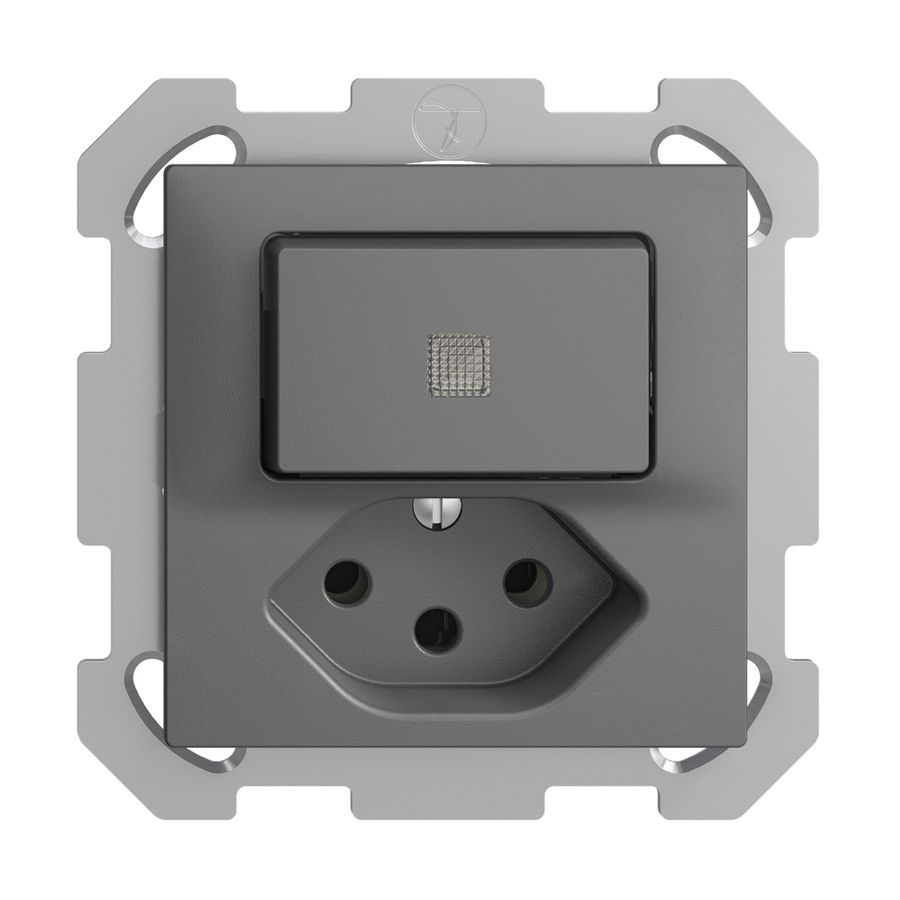 UP-Leuchtkombination 6/1L+T13 dunkelgrau LS EDIZIOdue mit Linse, LED gelb