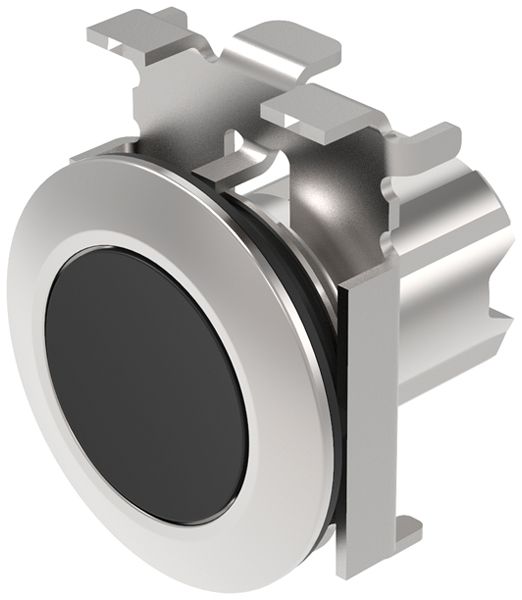 EB-Druckschalter EAO45, R, schwarz Ring sandgrau, flach