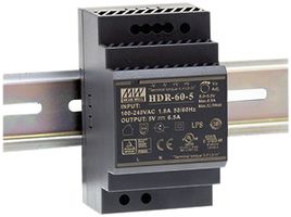REG-Schaltnetzteil MEAN WELL HDR-60-24, IN: 85…264VAC, OUT: 24VDC/60W, 3TE