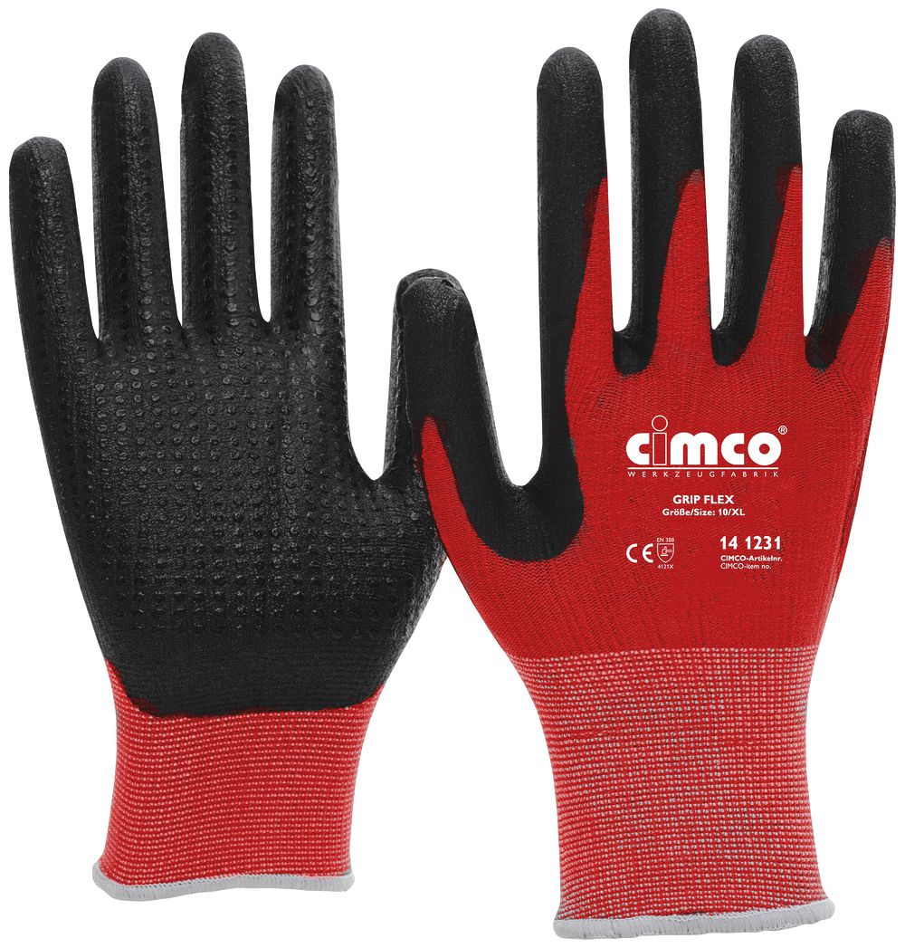 Arbeitshandschuhe CIMCO Grip Flex Grösse 8/M schwarz/rot