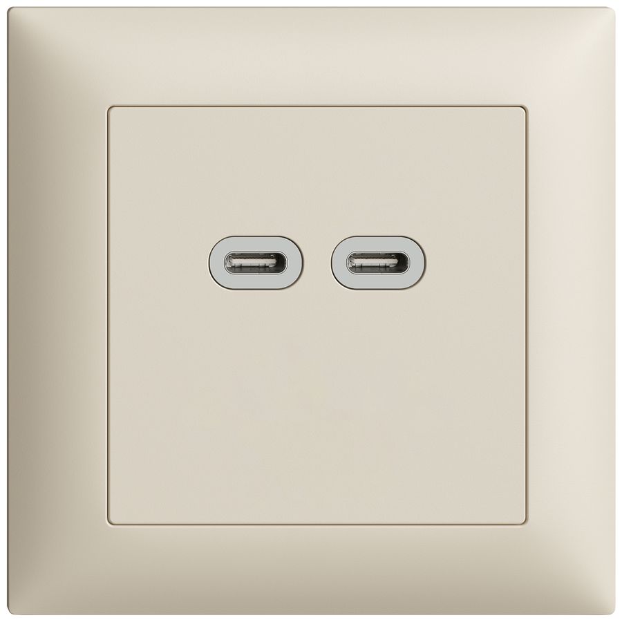 Prise ENC USB 18W 2×type C Feller EDIZIOdue FMI 230V 3600mA crema