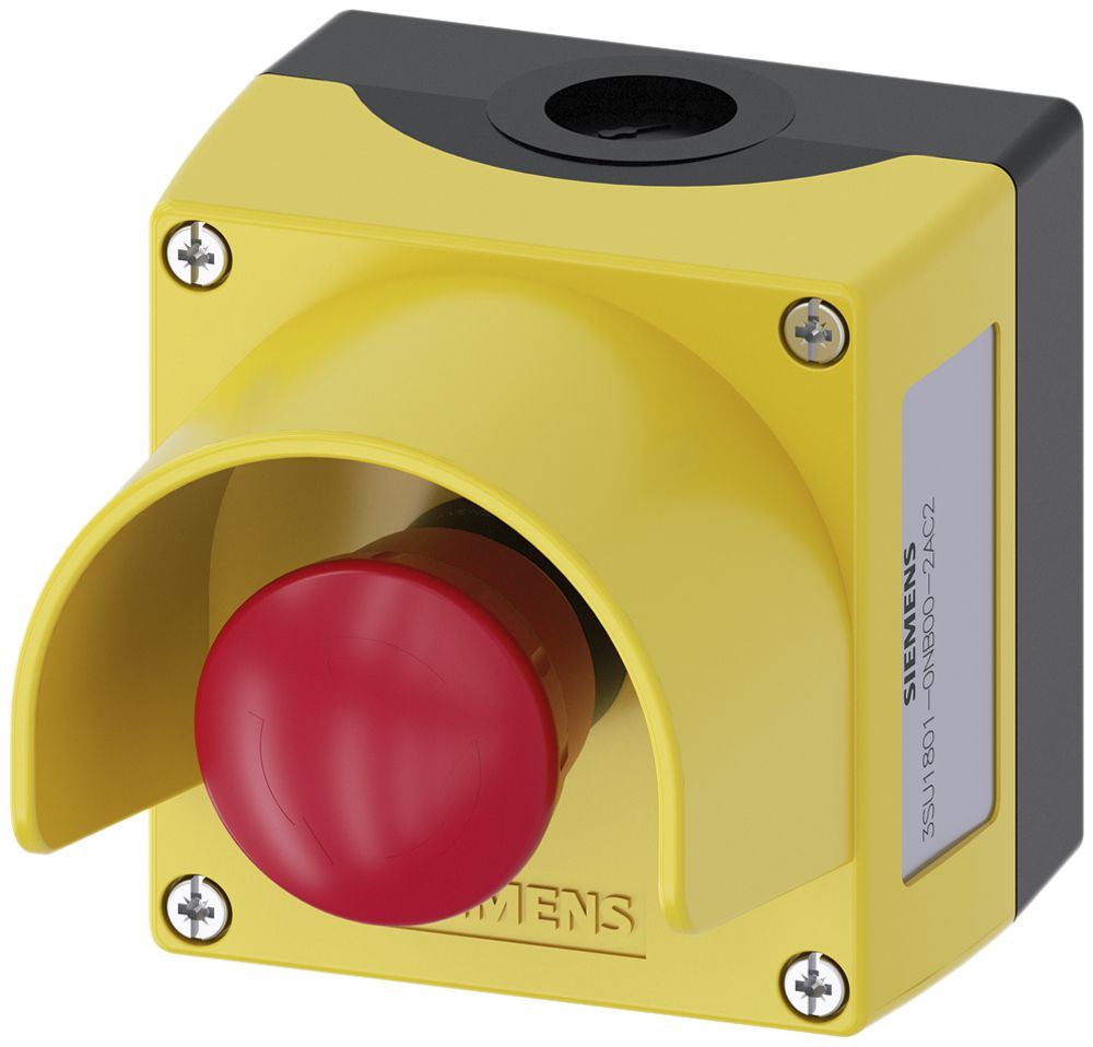 Poussoir champignon Siemens SIRIUS ACT, 2O, collerette, plastique rouge/jaune