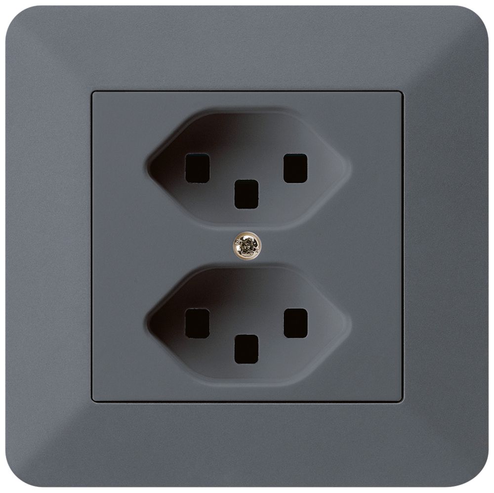 UP-Steckdose kallysto.trend 2×T23 anthrazit mit Steckklemmen