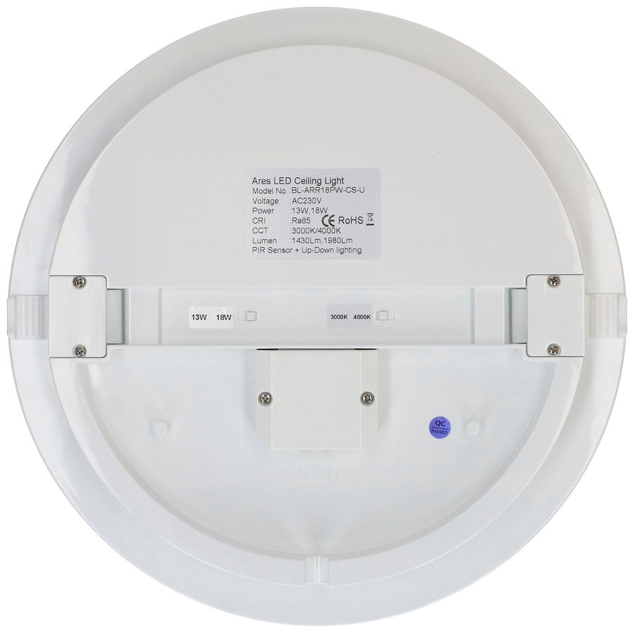 Plafonnier/applique LED MAX HAURI FLAT CCT 28 NOT 18W 3000/4000K IP40 3h bc