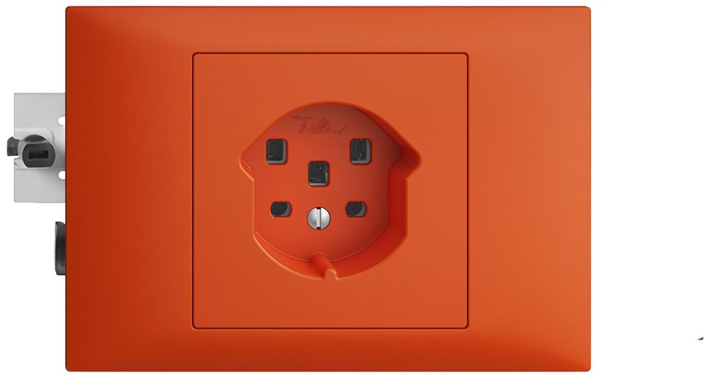 EB-Steckdose EDIZIOdue T25 16A orange 53mm mit Steckklemme