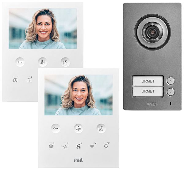 Türsprech-Set Video Plica Urmet 2×Ruftaste 2-Draht weiss