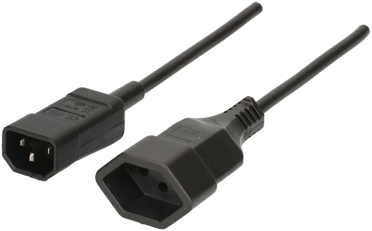Apparatekabel MAX HAURI C14/T13 Td 3×1mm² 2m schwarz