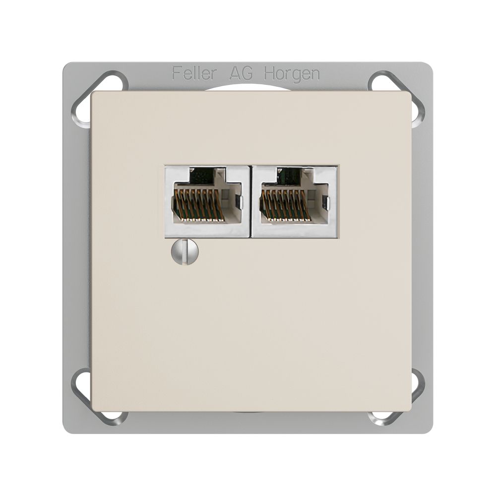 Boîte INC 2×RJ45/s 4P sép.EDIZIOdue crema R&M swissline