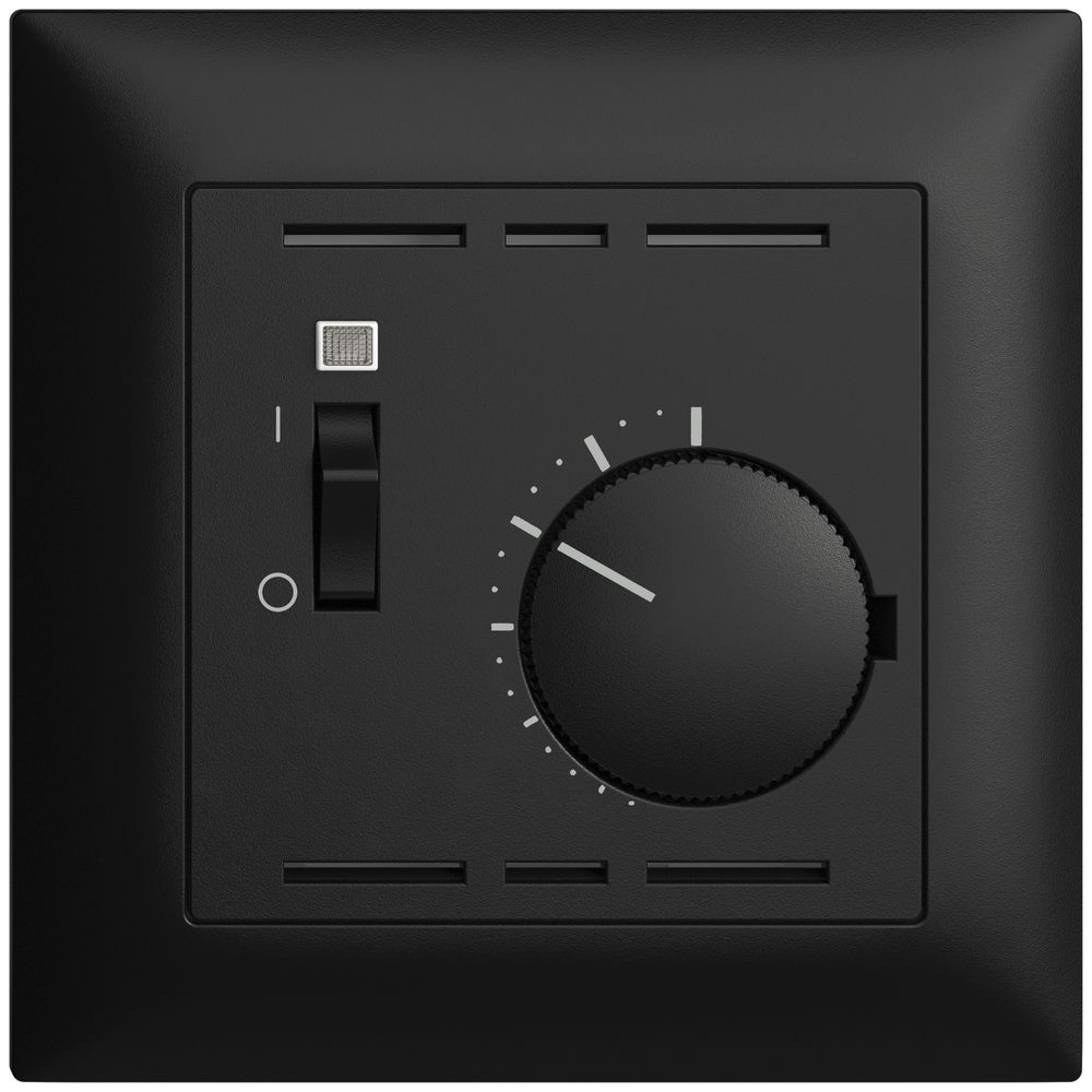 Frontset EDIZIOdue schwarz, 88×88mm für Raumthermost. mit Schalter