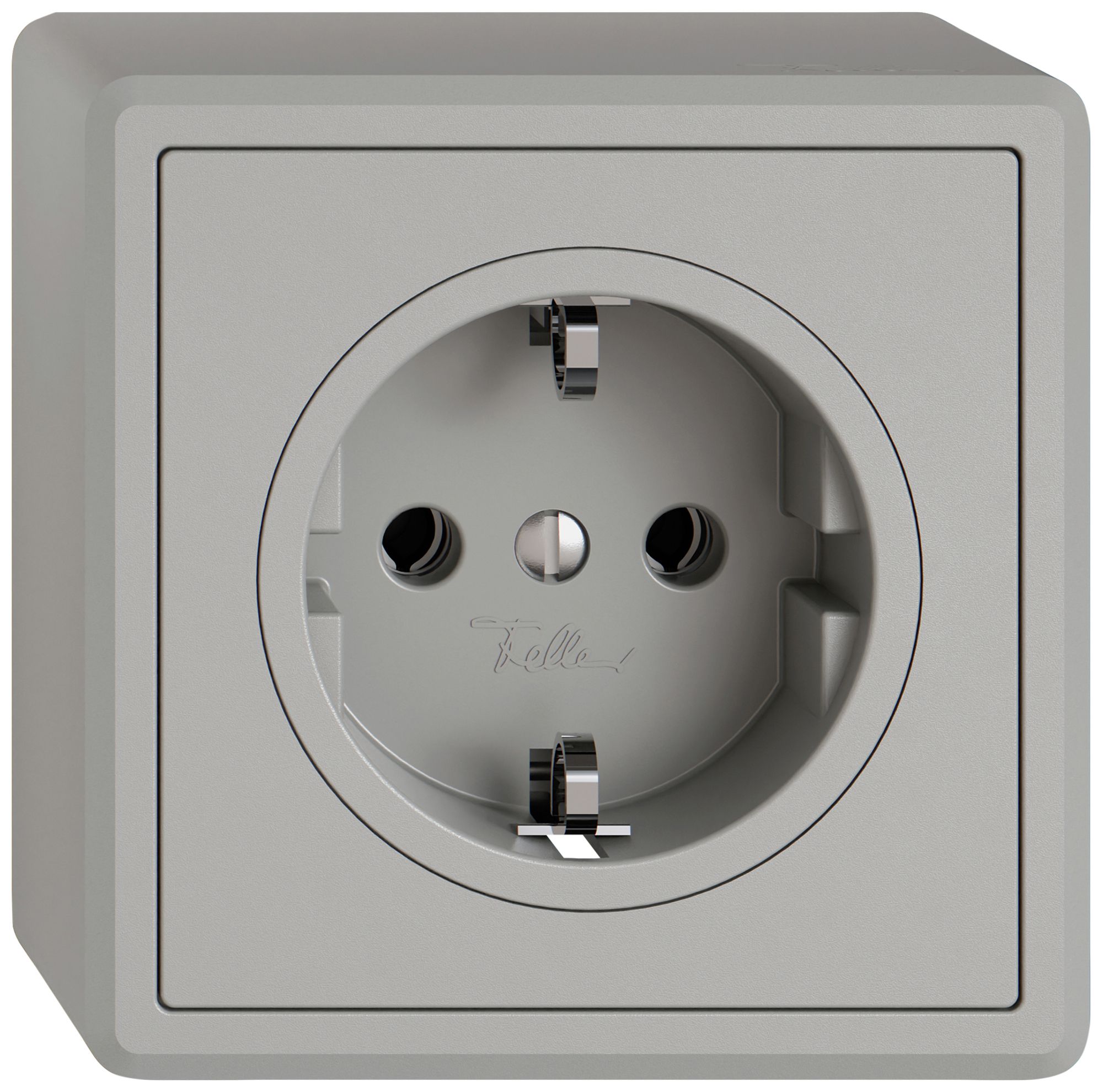 AP-Steckdose EDIZIO.liv SNAPFIX® SCHUKO 16A 230V 74×74mm hellgrau