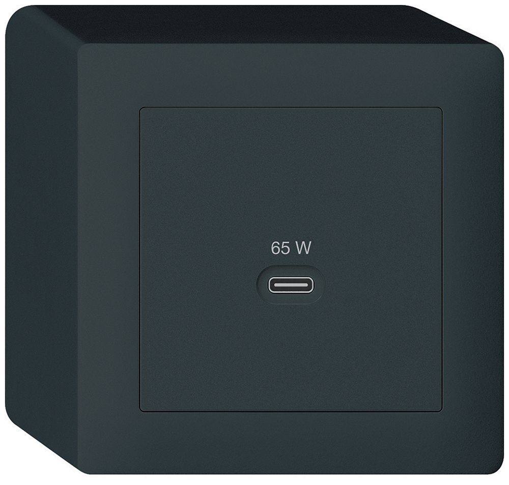 Prise de charge USB AP Hager kallysto type C 65W 3250mA noir