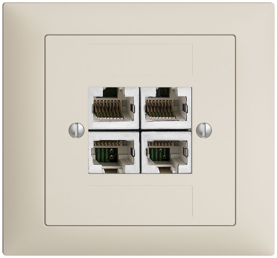 Prise INC 4×RJ45/s 4P sép.EDIZIOdue crema ITplus