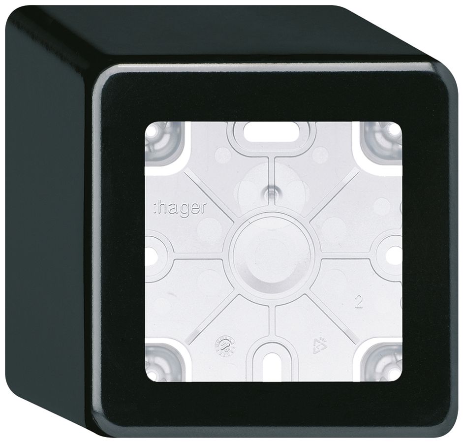 Scatola AP Hager basico 1×systo nero