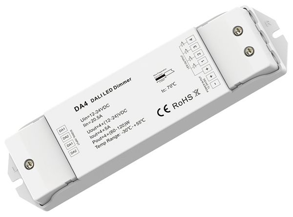 Dimmer DOTLUX IP20 12…24V DALI 480W 4×5A