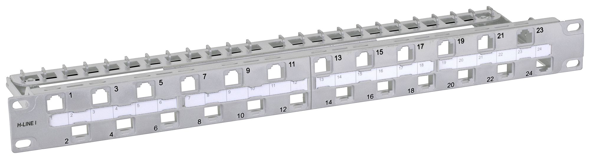 Panneau de distribution 19" H-LINE I 24-port Keystone vide non blindé 1UH gris