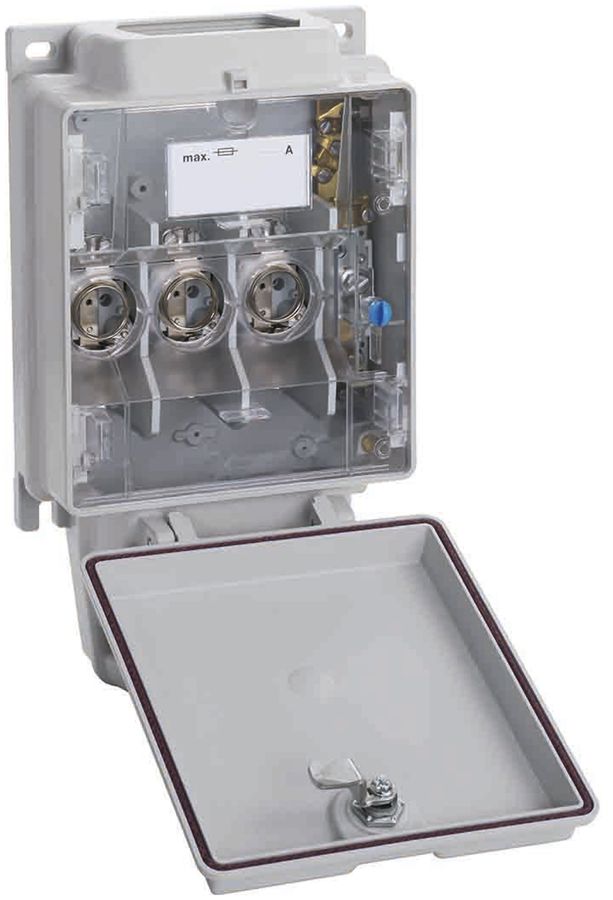 Hausanschlusskasten weber.hse25 25A ein 2×/ab Briden mit Erdanschluss A8 Cu/Al