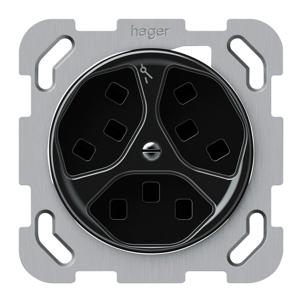 UP-Steckdose origin 3×Typ 23 1×S 16A 230V 77×77mm schwarz