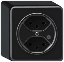 Presa AP origin 2×tipo 13 lum.verde 10A 230V 88×88×54mm nero