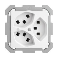 UP-Steckdose 3×T23 16A EDIZIOdue weiss mit LED grün, Steckklemme