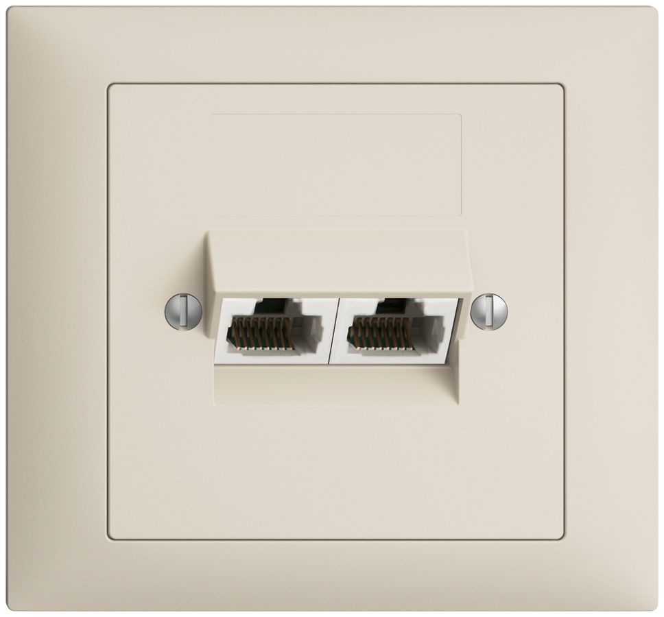 EB-Dose 2×RJ45/u 4P getr. EDIZIOdue crema, ITplus