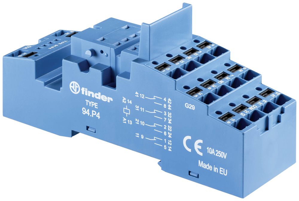 Relaissockel FINDER 94.P4.SPA Hutschiene TH35 Federzuganschluss 14P