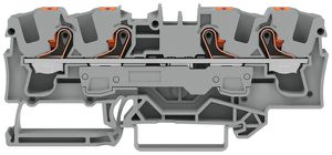 Durchgangs-Reihenklemme WAGO TOPJOB S 6mm² 41A 800V Push-in 4×1 TH35 rot