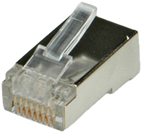 Feldstecker ROLINE Kat.5 RJ45 geschirmt Crimp Silber 10Stk