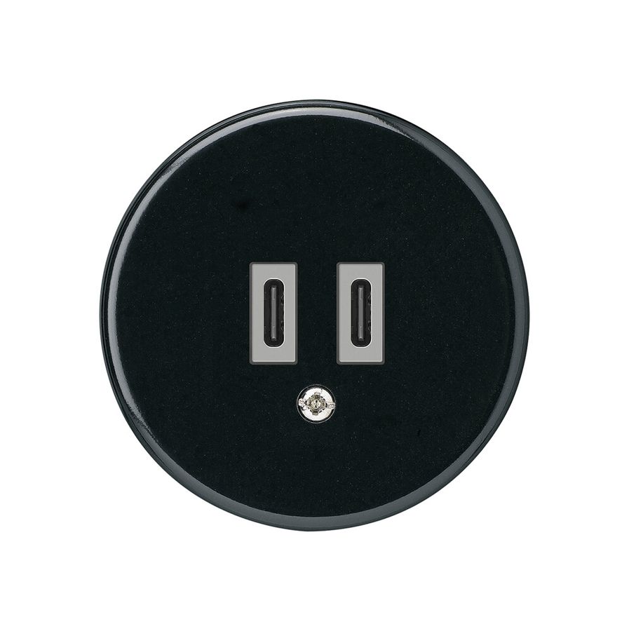 USB-Ladesteckdose Hager basico C-C 20W 5V schwarz