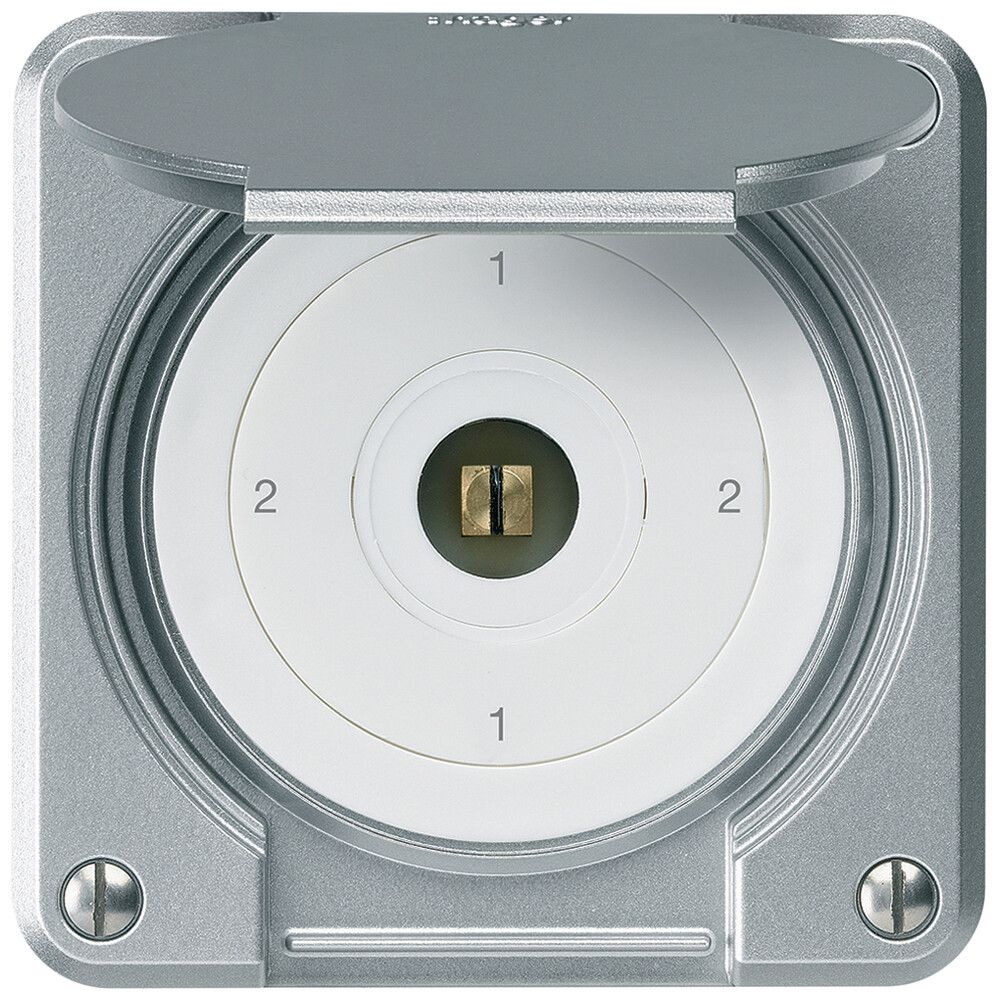 Interrupteur à clé carrée ENC robusto IP55 avec clapet S3/1P aluminium