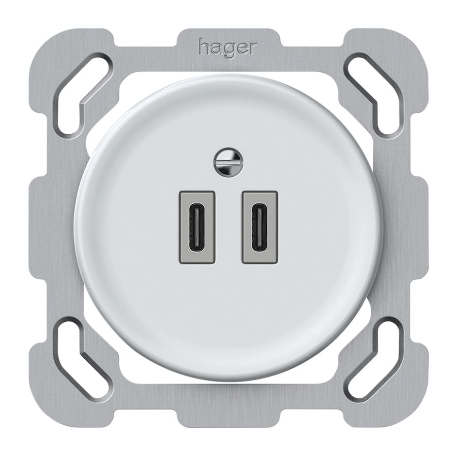 UP-USB-Ladesteckdose origin 2×USB-C 3000mA 5V weiss